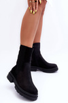 High Quilted Ankle Boots Slip-on Nubuck Black Milca