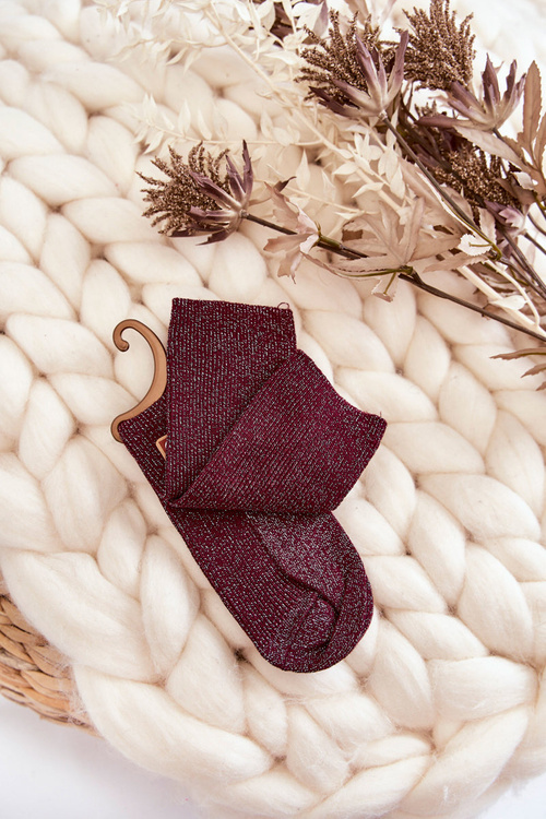 Women's Antibacterial Socks With Shiny Thread Maroon