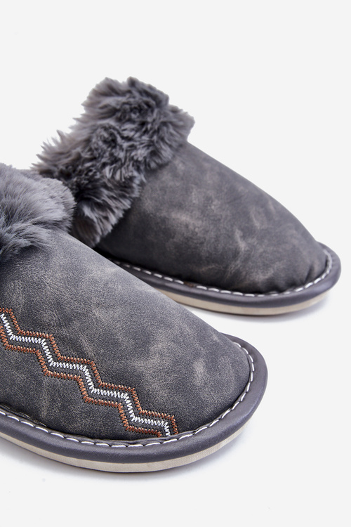 Men's Warm Slippers With Fur Grey Aron