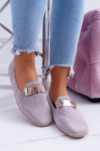 Women's Moccasins Lu Boo Grey Gold Chain Panama