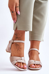 Leather Low Heel Sandals Sergio Leone SK898 Beige