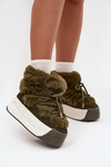 Women's snow boots on a chunky platform with laces and fur Kalivira