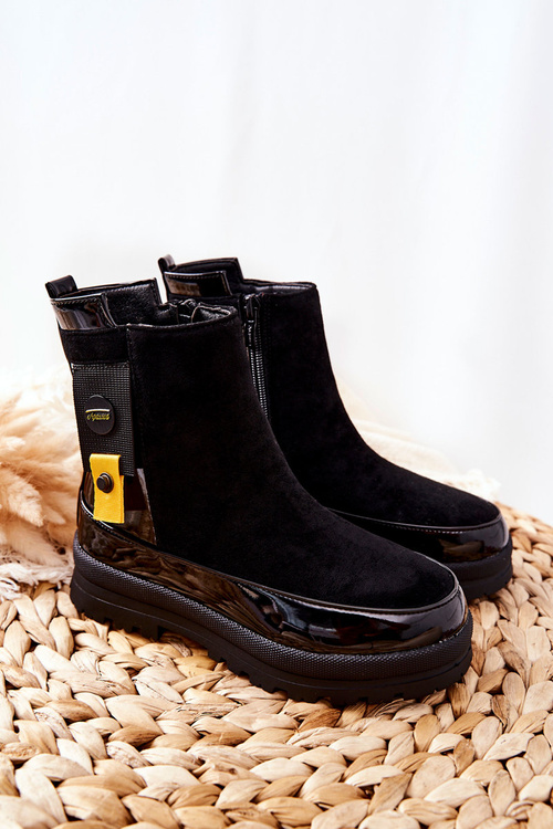Children's Boots Lacquered Suede Black My Lovely