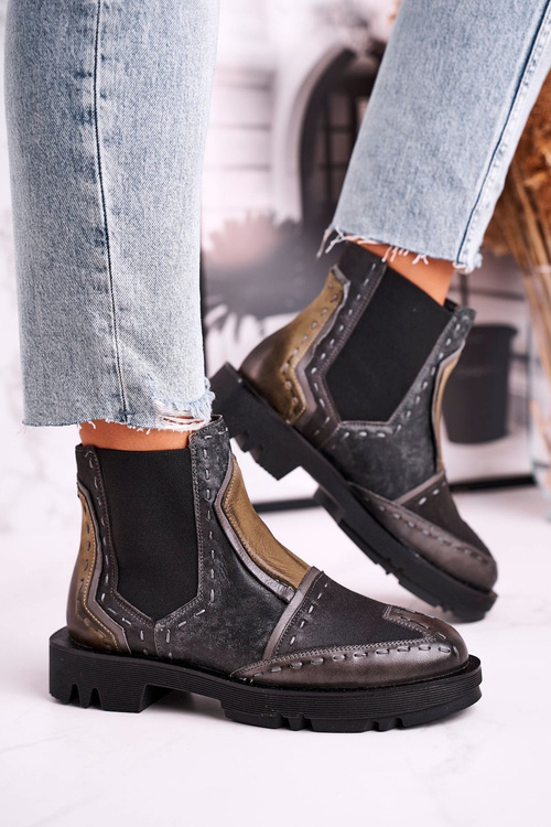 Women’s Boots Maciejka Leather elastic-sides Grey 04634-03