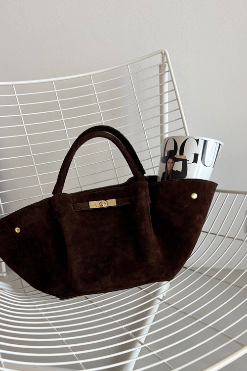 Bag Made of Natural Suede Chocolate Fiorenza