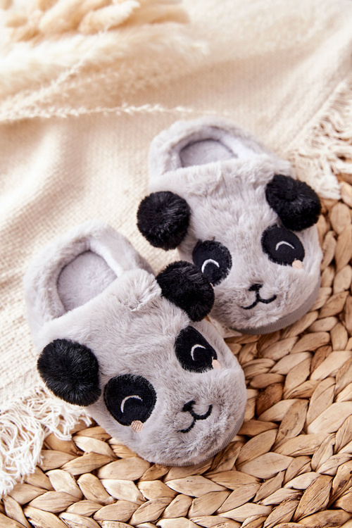 Papcie Ze Zwierzątkiem Szare Pandi