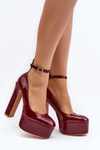 Red Patent Leather Pumps on Chunky Platform and Heel Ninames