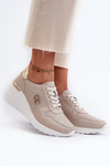 Sneakersy Damskie Skóra Koturn S.Barski LR810 Beżowe
