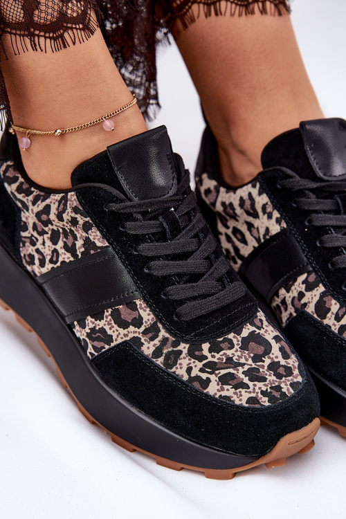 Suede Women's Sneakers On Platform Panther Vinceza 66793 Beige