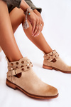 Women's boots with jets on a flat heel Beige Larino