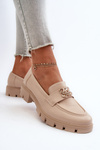 Elegant Women's Loafers with Gold Decoration Beige Tosisa