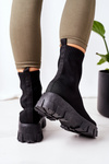 Elastic Fabric Boots On The Platform Black Inspiration