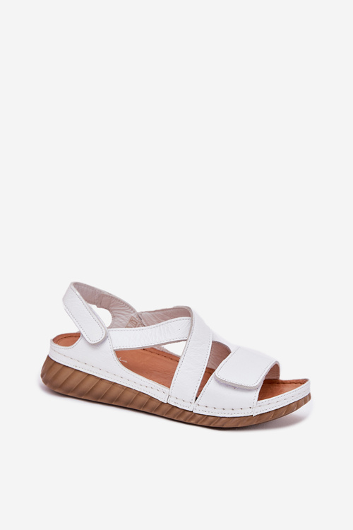 Women's Leather Sandals With Velcro Maciejka L6848-11 White