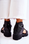 Women's Leather Sandals With Zipper Nicole 2748 Black