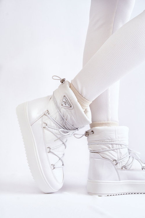 Women's Fashionable Lace-up Snow Boots White Carrios