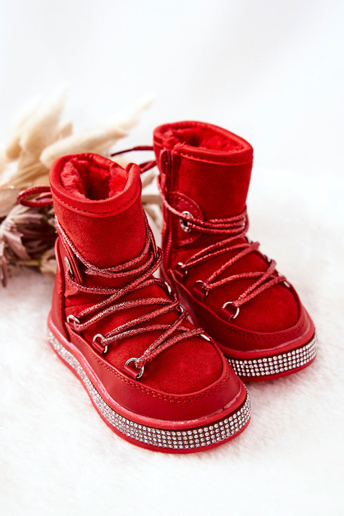 Children's Snowboots with Zircons Red Wellma