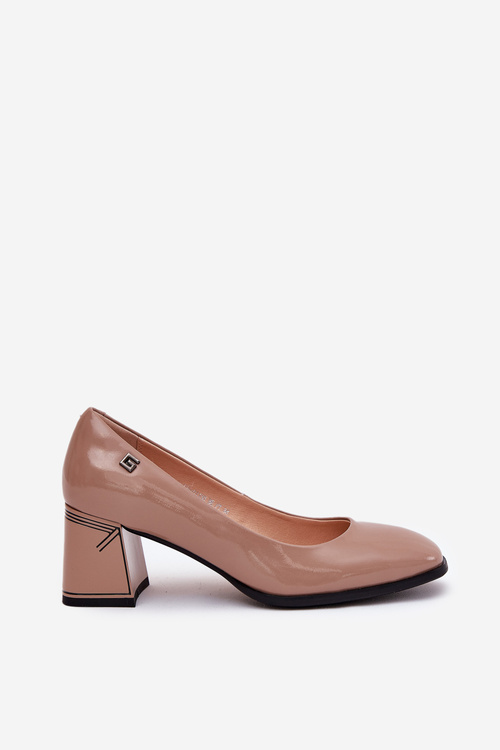 Leather Patent Heels On A Heel Vinceza 91130 Beige