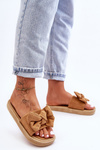 Women's Suede Slippers With Bow Camel Fency