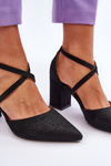 Fashionable Glitter Pumps On Heel Black Galaxy