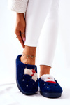 Christmas slippers Santa Claus and Reindeer Navy