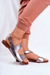 Women's Laura Messi 1116 Leather Metallic Vollare Sandals