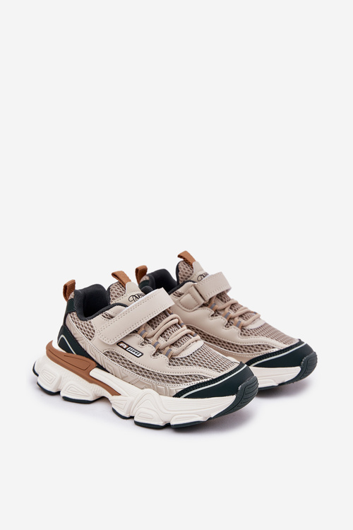 Dziecięce Buty Sportowe Sneakersy Na Rzep Beżowe Ronivelle