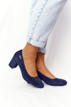 Suede Pumps On A Block Heel Sergio Leone PB178 Navy Blue