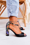 Leather Sandals On Block Heel Laura Messi 1916 Animal Print Black