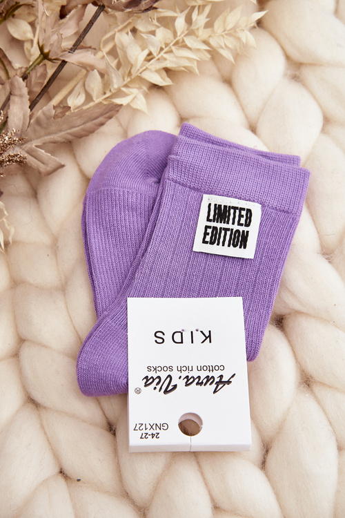Children's Smooth Socks with Purple Patch