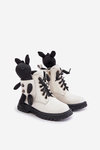 Leather Insulated Children's Boots With Zipper And Bear White Vinceza 36261