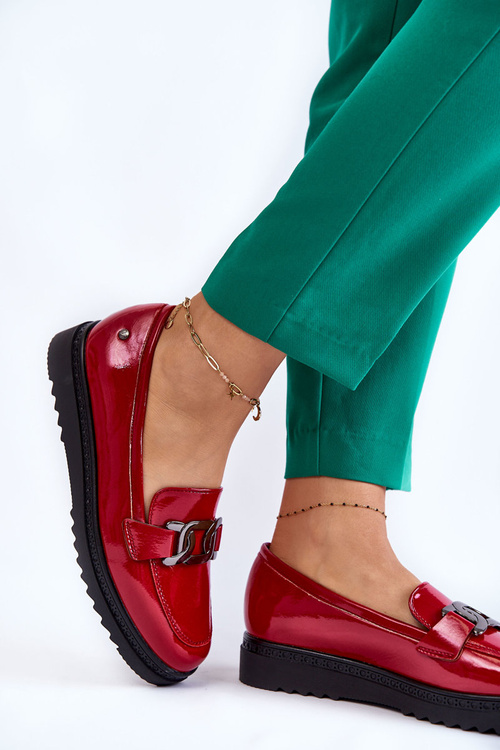 Lacquered Moccasins On A Platform Red Abisso