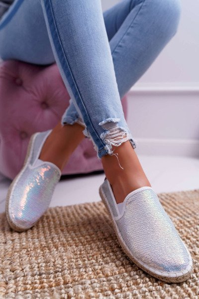 Espadryle Opalizujące Cekiny Big Star Białe DD274A162