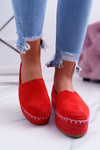 Women's Suede Platform Espadrilles Red Varles