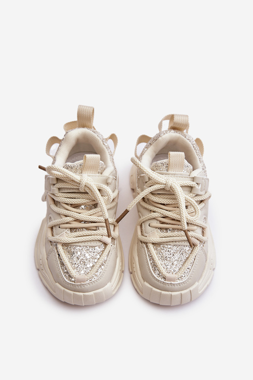 Children's Sneakers Decorated With Sequins Beige Liatoma