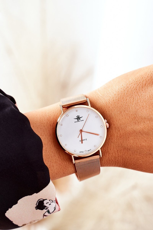 Watch On Mesh Bracelet Michael John Rose Gold