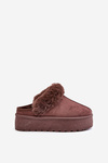 Women's Slippers On Platform With Fur Brown Linaris