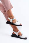 Women's Leather Platform Sandals White Katte