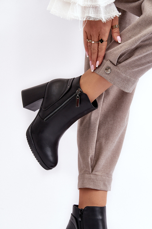 Women's Heeled Boots with Zippers Black Ryelle