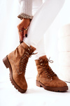 Leather Padded Worker Boots Camel Kimmie
