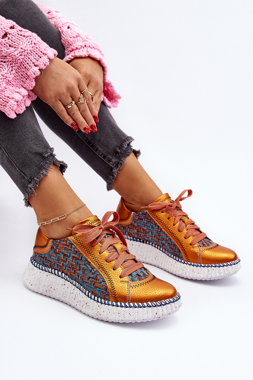 Buty Sportowe Damskie Skóra Maciejka 06295-01 Czarno-Żółte