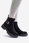 Insulated ankle boots with zipper and buckle black Kikiella