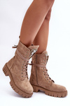 Suede Boots With Jewelry Decoration Workery Dark Beige Marx