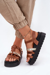 Womens sandals with straps on platform Camel Gallari