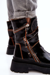 Women's Glossy Leather Boots With Zippers Maciejka 06238-18 Black