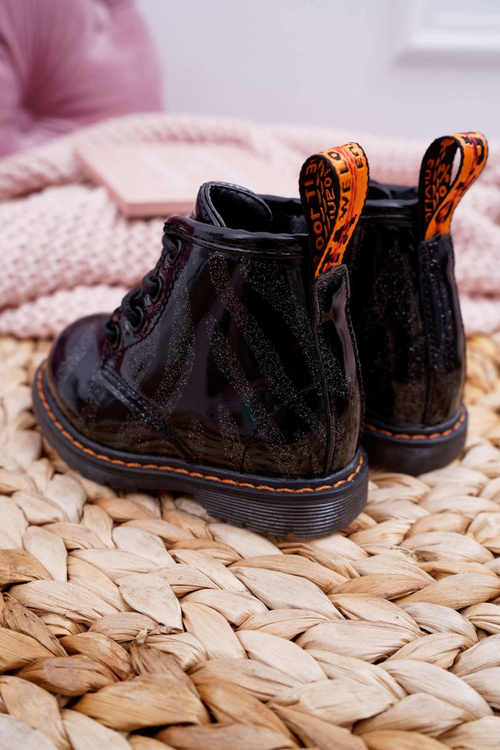 Children's Zipper Leather Booties Black Omua