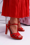 Women's Suede Sandals Red Silela