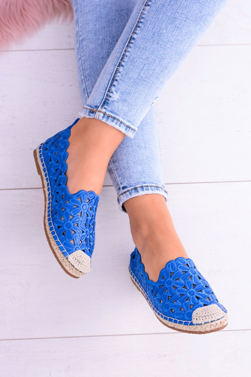 Lu Boo Women's Ballerina Ballerinas Navy Blue Espadrilles in Macarena Flowers