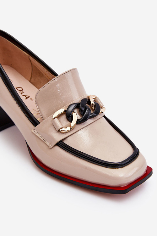 Comfortable Low Heel Pumps Beige Valenti