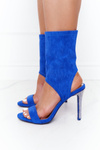Sandals On A High Heel With Cubic Zirconia Lu Boo Blue