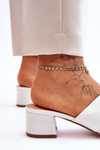 Classic Low Heel Leather Sandals White Miley